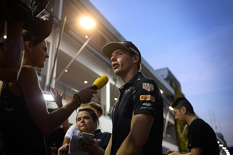 Max Verstappen at the F1 Pit Building yesterday. "We (the Red Bulls) are always pretty strong in low-speed corners but we still have to wait and see," he said.