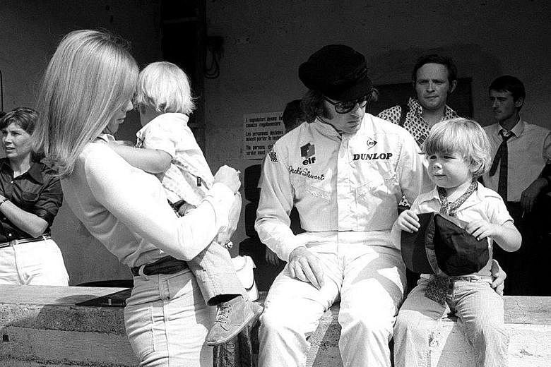The Stewarts were a glamorous couple on the racing circuit in the 1960s and 1970s. "She was a big part of my motor racing career," he says of Lady Helen. Sir Jackie and Lady Helen with their two sons Paul (right) and Mark. The couple, who have been m