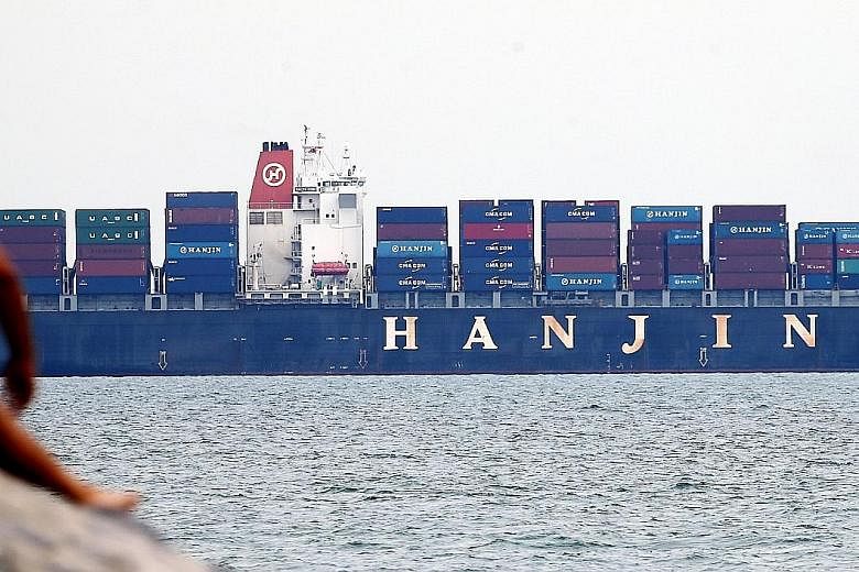 The Hanjin Rome anchored off Singapore, after being placed under court arrest on Aug 29. The High Court has since issued the order for a temporary freeze on all proceedings related to Hanjin.