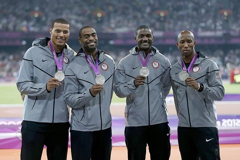 Ryan Bailey (left) and Tyson Gay, who were part of the US 4x100m relay squad that came second in 2012 but were stripped of their medals, will be attempting to make new forays for their country in the national bobsleigh push championships.