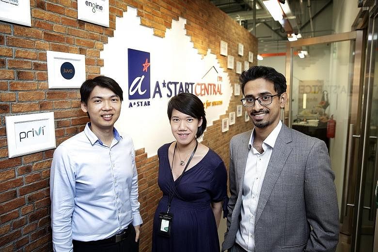 Privi Medical co-founders (from left) Dr Tee, Dr Dharmawan and Mr Prusothman at the official opening of A*StartCentral yesterday. The 983 sq m facility was first set up in March under ETPL, A*Star's commercialisation arm.