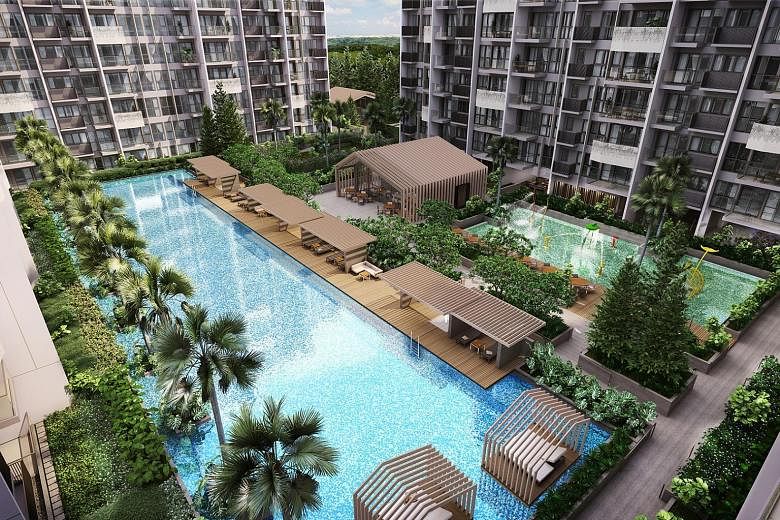MCC Land's The Alps Residences in Tampines Street 86 will feature design elements that evoke the Swiss Alps, such as towering conifers and a gabled roof on its clubhouse. It will open for preview on Saturday.