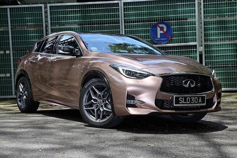 The Infiniti Q30 stands out with its sporty silhouette.