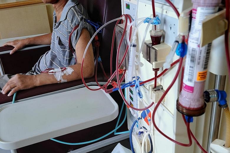 A diabetic patient undergoing dialysis treatment. More than 400,000 Singaporeans have diabetes and, if nothing is done, one in three Singaporeans - or more than one million - are expected to get the chronic disease in their lifetime.