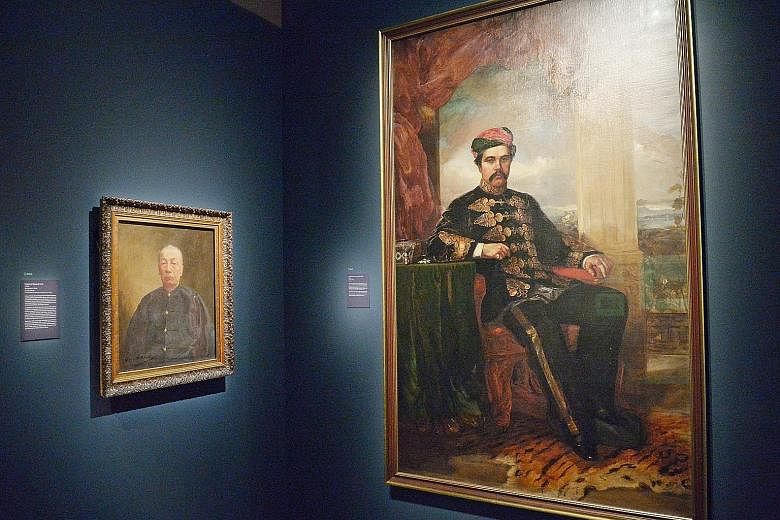 Portraits of Wong Ah Fook (left) and Temenggong Abu Bakar (right) join those of the region's colonial- period leaders now on display at the National Museum.