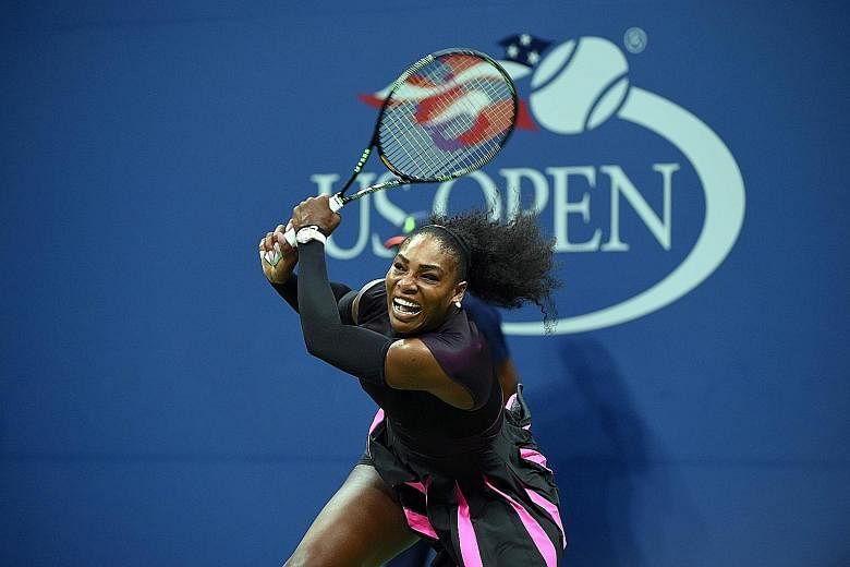 Former world No. 1 Serena Williams hitting a return during her shock loss to Czech Karolina Pliskova in the US Open semi-finals last month in New York. She won her fifth WTA Finals crown in Singapore in 2014 but skipped last year's tournament.