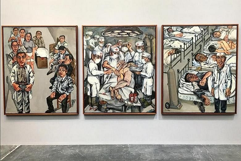 The triptych (above) from the Xiehe Hospital series by artist Zeng Fanzhi
