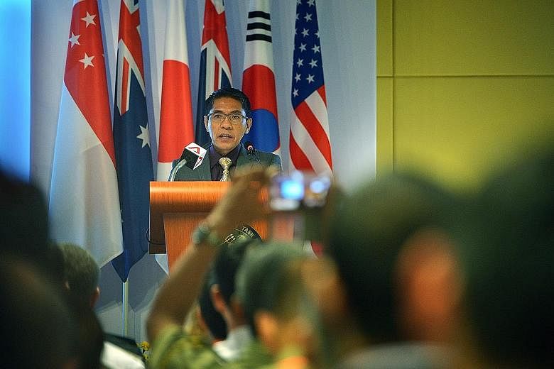 Dr Maliki speaking at the opening ceremony of the four-day drill Deep Sabre at the Changi Command and Control Centre yesterday.