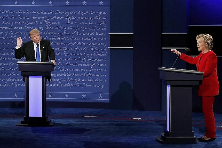 In their 90-minute exchange on Monday night, Mr Trump and Mrs Clinton debated topics such as jobs and trade, but found themselves alternating between policy discussions and personal attacks. Polls afterwards found that debate watchers had largely han