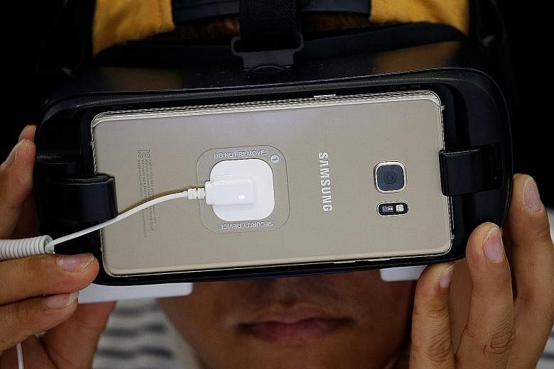 The latest version of the Samsung Gear VR virtual reality (VR) headset uses a Samsung smartphone to run VR programs and as a display.