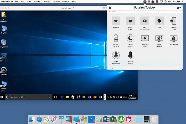 The Parallels Toolbox (above) helps to simplify everyday tasks on the Mac. It comes bundled with the new Parallels Desktop 12 (below).