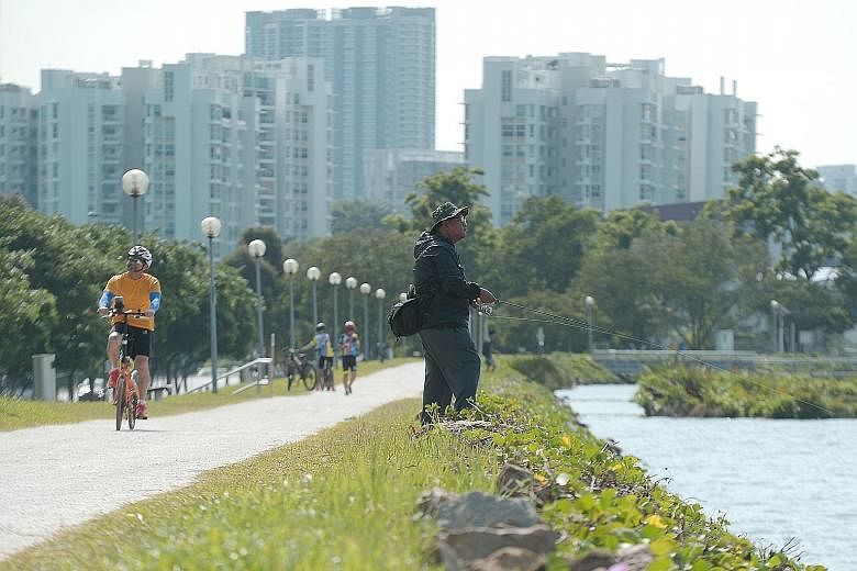 An angler at Pandan Reservoir. Earlier this month, PUB opened up four new fishing areas along Geylang River, Pelton Canal, Rochor Canal and Kolam Ayer ABC Waterfront at Kallang River.