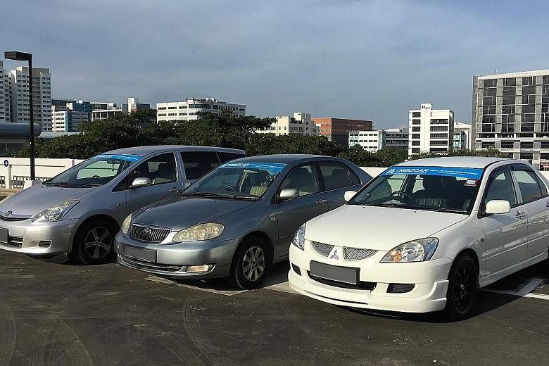 Tribecar's fleet consists of the previous- generation (from left) Toyota Wish, Toyota Altis and Mitsubishi Lancer.