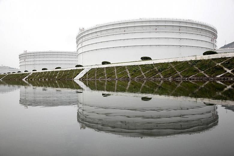 Storage tanks at a strategic oil reserve complex in Zhoushan, China.