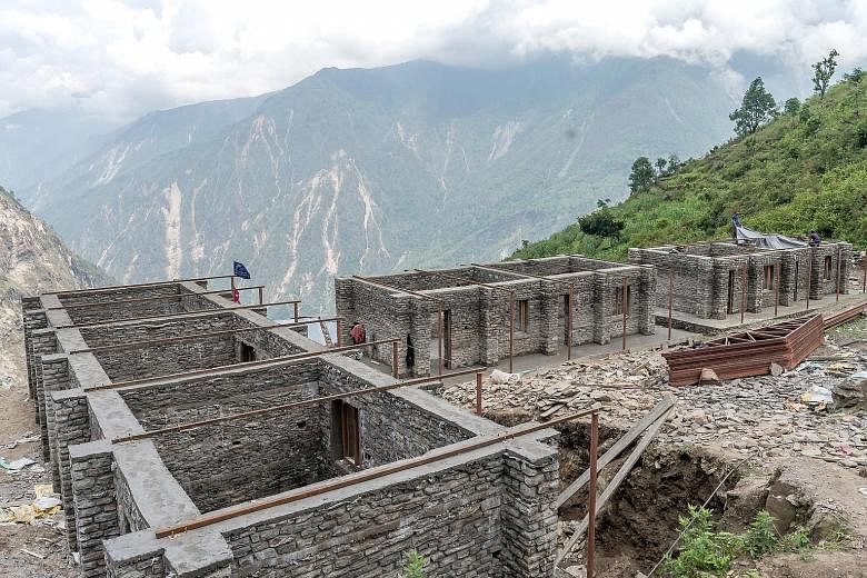 A school being built with funding from the SRC. The building can withstand quakes of up to 8.5-magnitude. Mr Kow started the Manaslu Foundation to provide aid to villages affected by last year's earthquake.