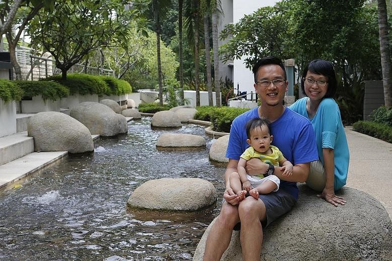 Ms Joanne Sng, 34, and her husband Joshua, 37, with their children (from left) Josiah, eight, Joash, three, Joanie, five, and Jolie, who was born last year. Ms Sng noted that the parenthood benefits have increased since she had her first child in 200
