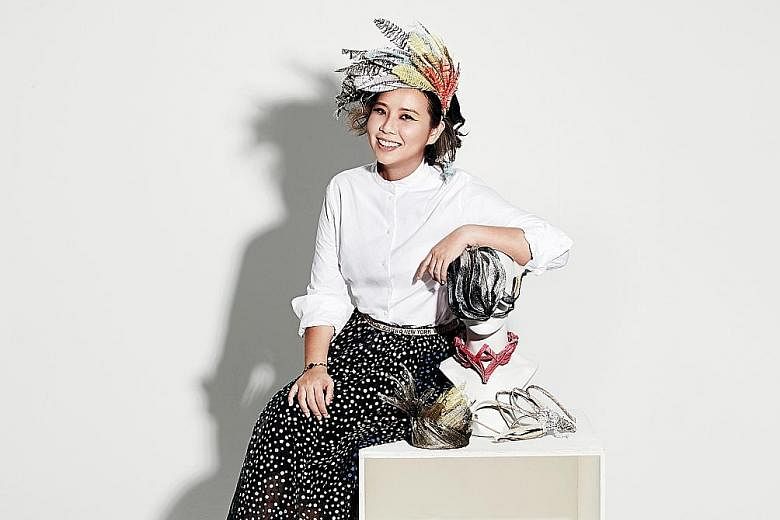 Hatter Chee Sau Fen makes hats by hand from natural fibres sourced from the Philippines.