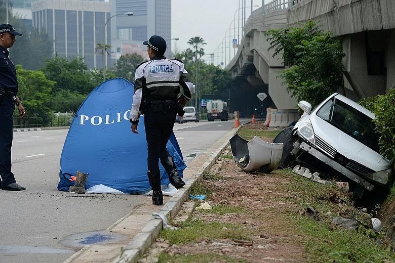 A pedestrian, understood to be a foreign worker, was killed when he was hit by a car in Keppel Road yesterday. The accident happened about 10.15am near the Tanjong Pagar Railway Station. The 35-year-old man was pronounced dead at the scene, said poli