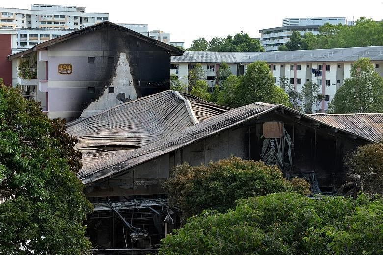 The roof of the wet market collapsed partially under the heat of the blaze, while the wall of Block 494 was blackened. However, BCA has said that the structural integrity of the block was not affected.