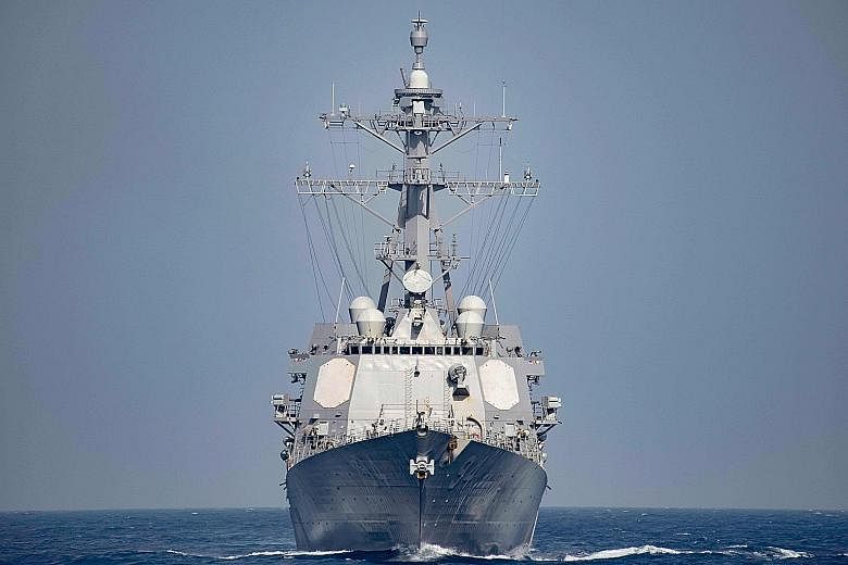 The USS Nitze, which yesterday launched Tomahawk cruise missiles on three radar installations in areas controlled by Yemen's Houthi rebels. The Pentagon said initial assessments showed that the sites were destroyed.