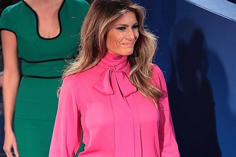Some thought Mrs Trump's pussy-bow blouse at the St Louis debate was her way of screaming her disgust with her husband's use of the word, while others viewed it as a way of sartorially standing by him.