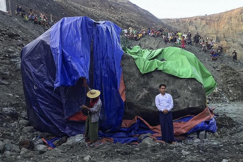 The jade boulder, found in a Kachin mine, is worth $236 million.