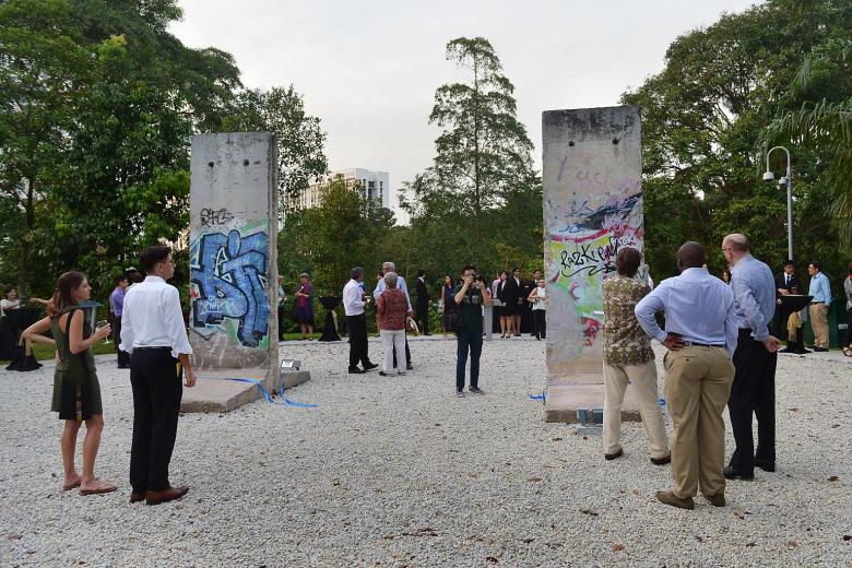 Two panels of historic Berlin Wall on display at NUS' University Town