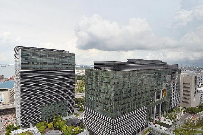 Mapletree Business City on the west coast of Singapore. Owners of industrial buildings and business parks are benefiting from demand for office space from bio-medical and social media companies, said Samsung Asset's fund manager Alan Richardson.