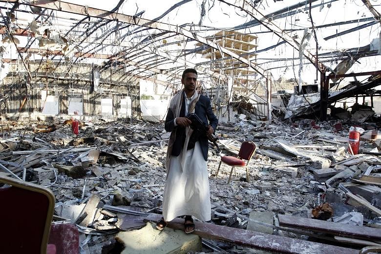 The site of an Oct 5 air raid on a funeral in Yemen that killed 140. In the Middle East, the US is seen as disengaging itself under Mr Obama, who has been reluctant to be drawn into the forces shaping the region.