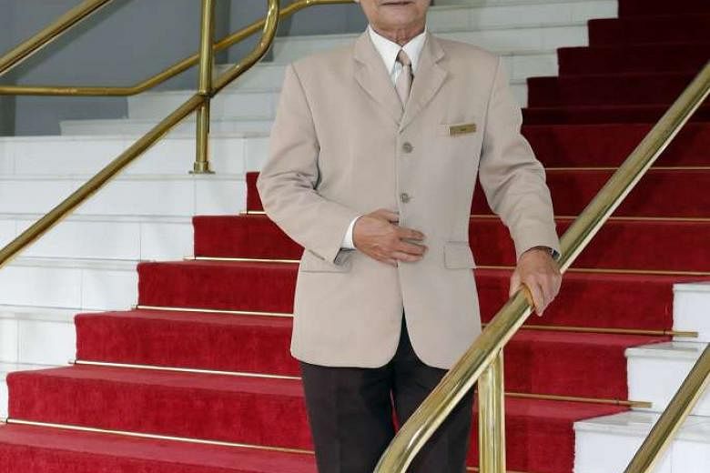 Above : Mr Jalil, 70, is the hotel's longest-serving employee, having worked there for 52 years.  