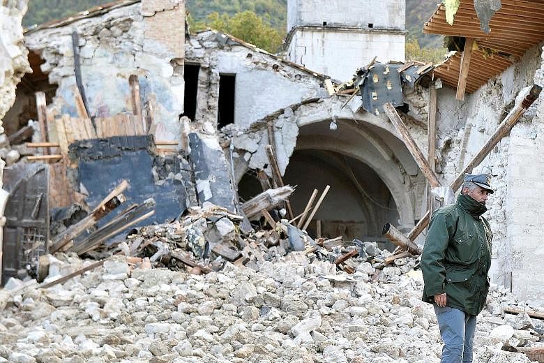 The San Salvatore a Campi di Norcia, a late 14th century church in the town of Campi di Norcia in central Italy, was badly damaged after two strong earthquakes shook the region on Wednesday evening. An earthquake on Aug 24 in the same area killed nea