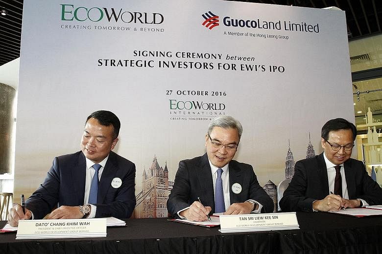 From left: Mr Chang Khim Wah, president and CEO of Eco World Development Group; Mr Liew Kee Sin, chairman of Eco World Development Group and executive vice-chairman of Eco World International; and Mr Raymond Choong, group president and CEO of GuocoLa