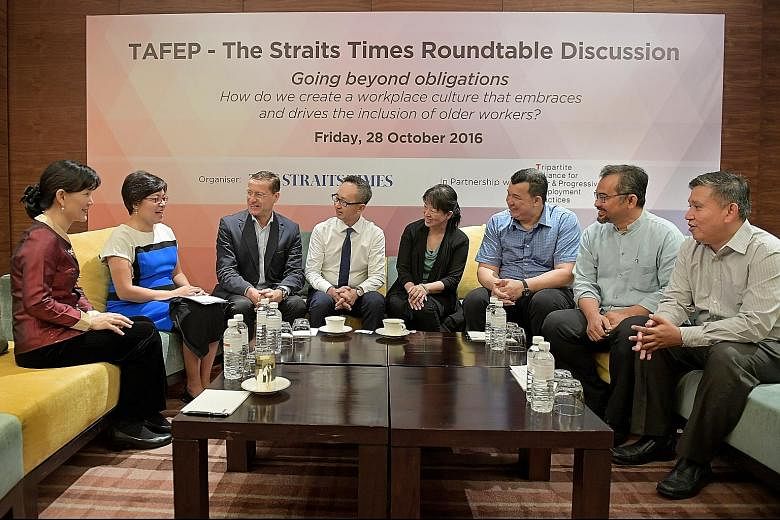 From left: Dr Helen Ko, executive director of training consultancy Beyond Age; Ms Lee Su Shyan, The Straits Times' business editor; Mr Alexander Melchers, Tafep board member and SNEF vice-president; Mr Jason Ho, OCBC Bank's head of group human resour