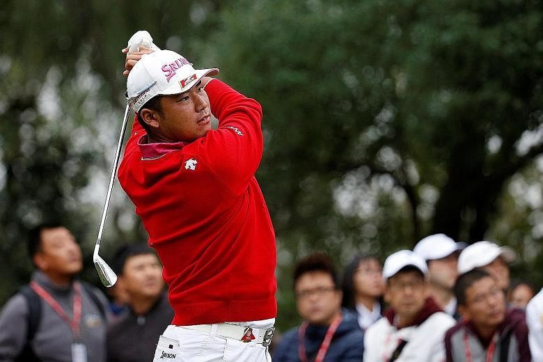 Japanese golfer Hideki Matsuyama in action in the third round of the WGC-HSBC Champions event in Shanghai. The world No. 10 had no bogeys yesterday for the first time this week in his scorecard of 68.