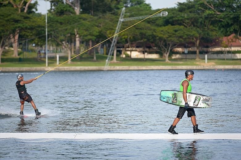 Besides two beginner cable systems, Singapore Wake Park also has a full-sized system for experienced riders.