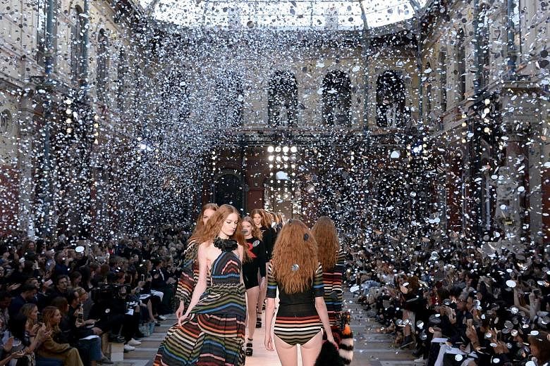 Models presenting creations for Sonia Rykiel at the 2017 Spring/Summer ready-to-wear collection fashion show in Paris last month.