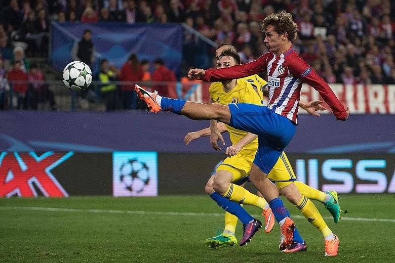 Atletico Madrid striker Antoine Griezmann scoring the winner against Rostov in the 94th minute. His late effort ensured that Diego Simeone's side maintained their 100 per cent record in the Champions League this term.