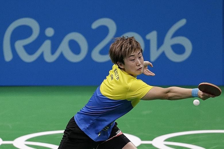 Feng Tianwei, in action during her loss to Japan's Mima Ito in the Rio Olympics women's team bronze-medal match. Singapore lost 1-3.