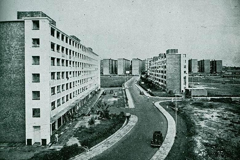 Left: Completed in 1961, the rental blocks along Stirling Road in Queenstown were among the first public flats under the HDB's first five-year programme, which aimed to build flats quickly and cheaply to resettle squatters. Left: Block 45, Stirling R