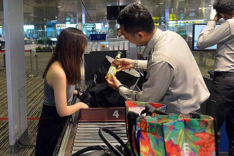 Between January and September, 1.13 million items which were liquids, gels and aerosols were confiscated at Changi Airport.