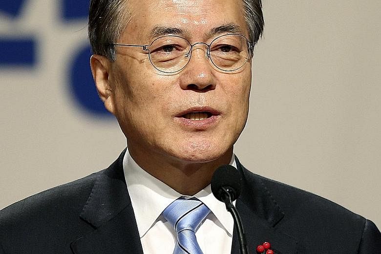 A recent survey showed that support for Mr Moon Jae In's Democratic Party has surged to 37.5 per cent.