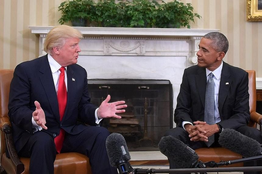 The meeting between the incoming and outgoing presidents of the United States was "excellent", said President Barack Obama. But faced with a room full of journalists in the Oval Office after their 90-minute closed-door discussion, the two men seemed 