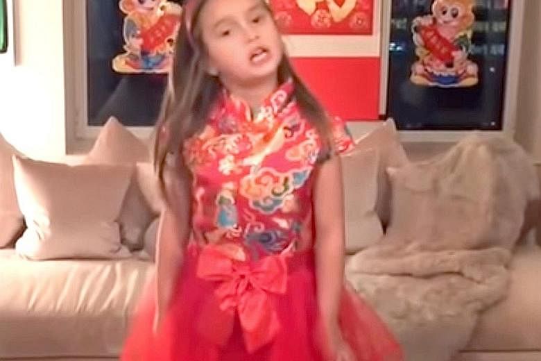 A screen grab of the video showing Arabella Kushner, five, reciting ancient Chinese poetry. She has reportedly been studying Chinese since she was 18 months old.
