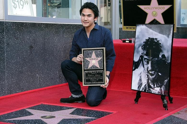 Actor Rikiya Mifune attends the posthumous ceremony for his grandfather actor Toshiro Mifune in Hollywood.