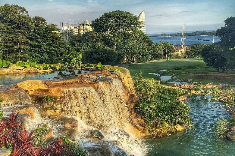 The 20m waterfall is a highlight of Sentosa Golf Club's New Tanjong Course.