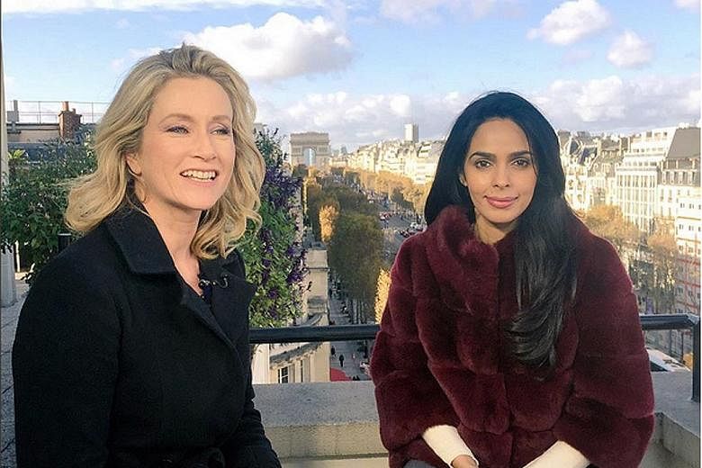 Mallika Sherawat (far right) posted on Instagram a photo of herself with a CNN journalist who interviewed her about the assault.