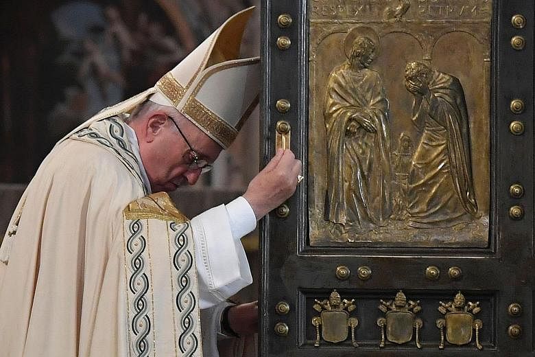 Pope Francis marking the end of the Jubilee of Mercy as he closed the Holy Door at St Peter's Basilica in Vatican City yesterday. The special jubilee was called to offer a time for mercy, to allow wounds to heal.