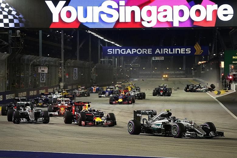 Mr Ecclestone told The Straits Times that F1's stand "is to hopefully continue in Singapore". The Singapore Grand Prix (left) has established itself as a firm fan favourite since the inaugural edition in 2008. Singapore's current deal with F1 expires