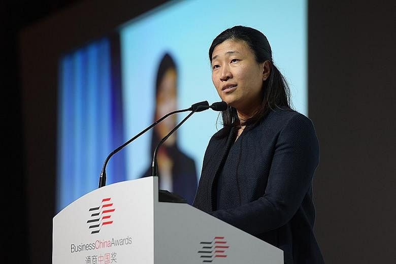 Shanghai-based venture capitalist Jenny Lee was given the young achiever award at the Business China Awards dinner yesterday. She was one of two Singaporean women in Forbes' list of 100 most powerful women.