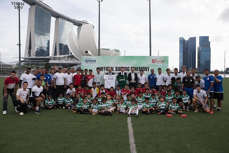 S-League football club Geylang International yesterday signed a memorandum of understanding at the Marina Bay Floating Platform with Matsumoto Yamaga, who currently play in Japan's second-tier football league. The partnership, made possible by Epson,